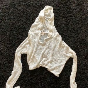 Cropped knit bathing suit cover up with hoodie